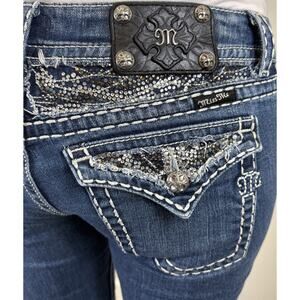 Miss Me Bling Pocket Bootcut Y2K Inspired Jeans Western Glam Cowgirl Denim sz 30